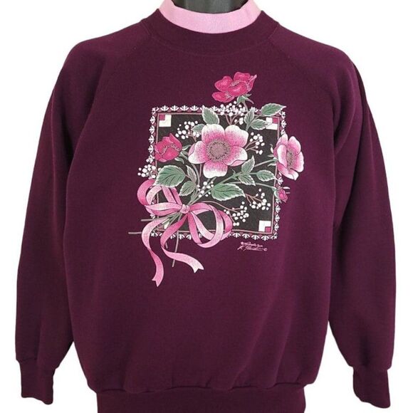 Flower Bouquet Sweatshirt Vintage 80s Granny Core Floral Morning Sun Made In USA